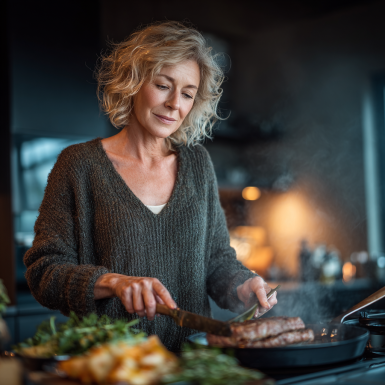 Активна літня жінка з здоровою їжею